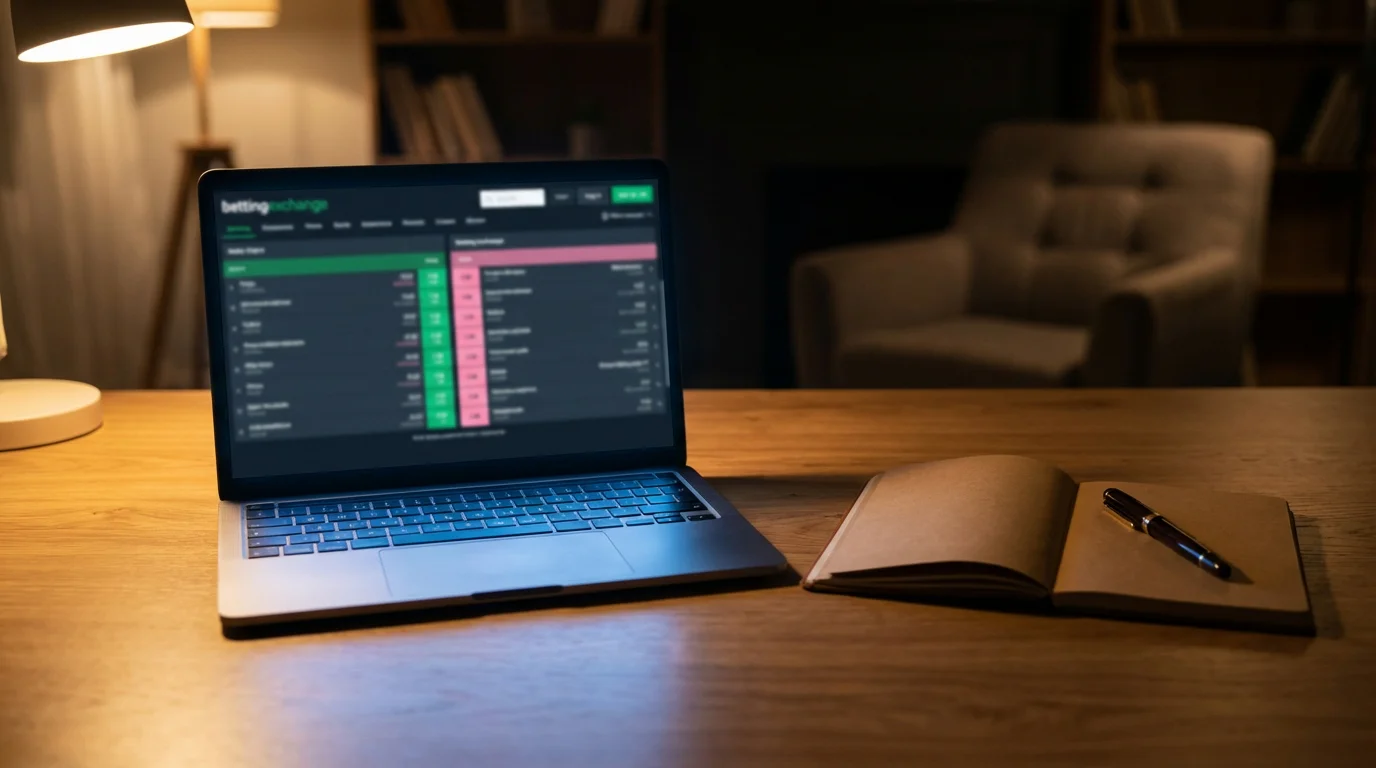 Laptop screen displaying a betting exchange interface for greyhound racing