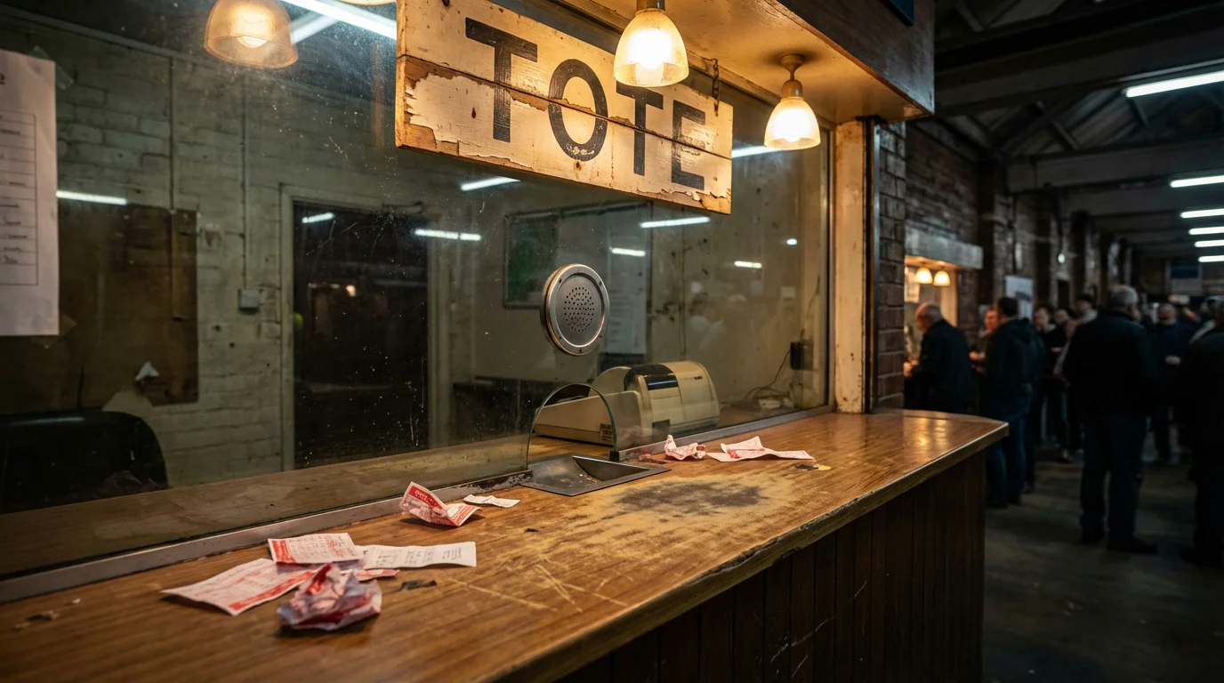 Tote betting window at a UK greyhound racing stadium